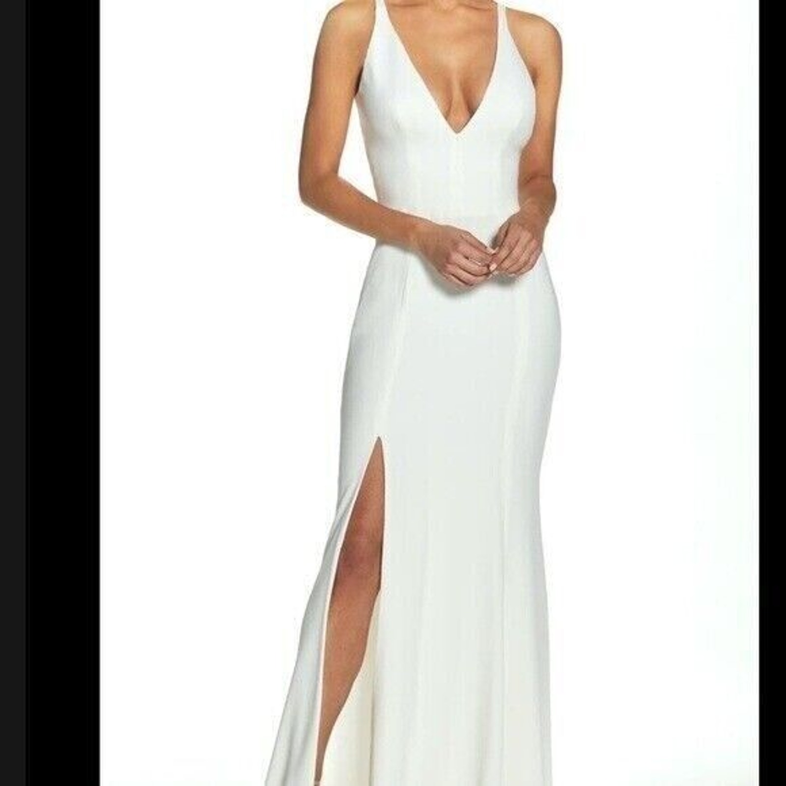 NEW Small dress the population white dress iris front slit gown sleeveless vneck