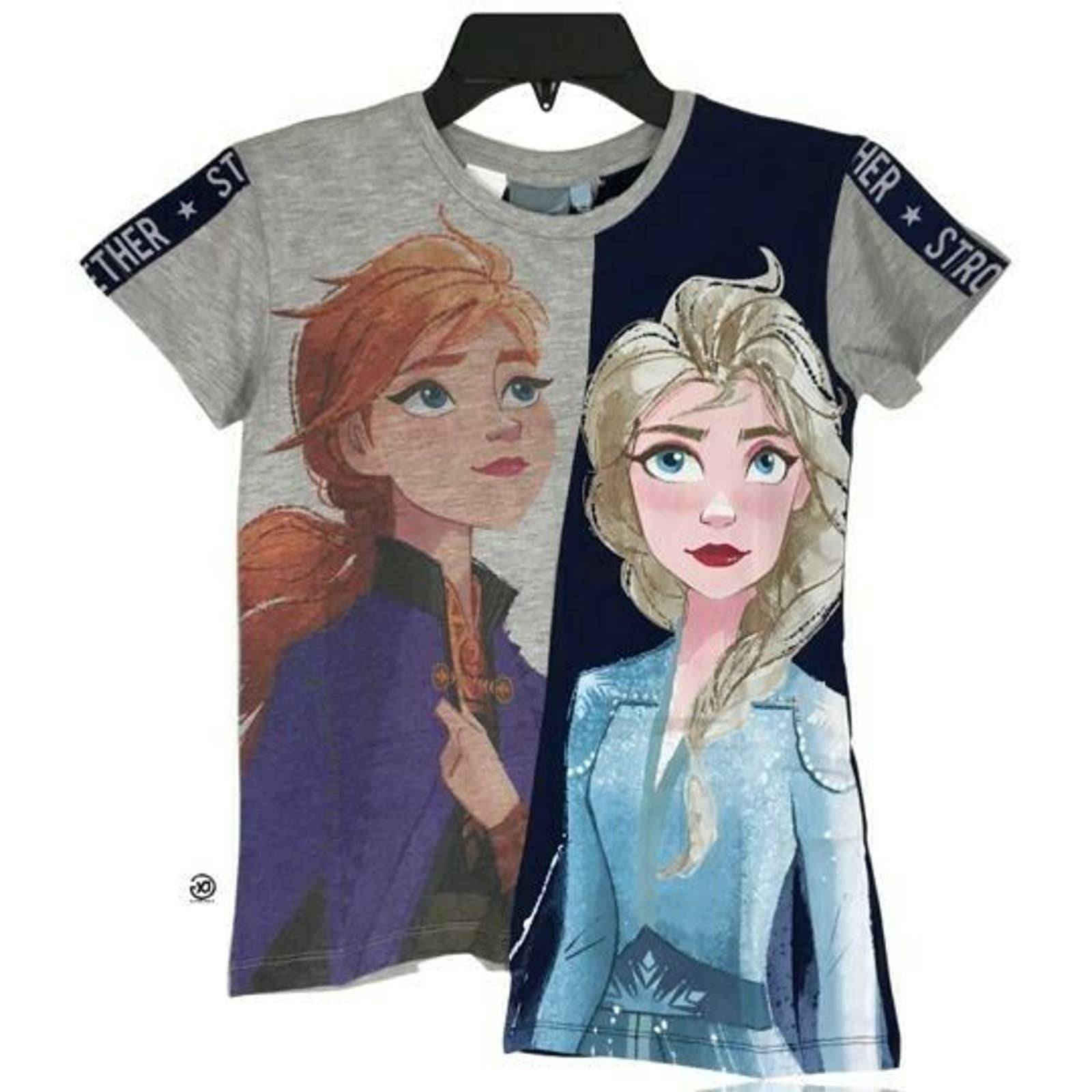 Desigual Girl T-Shirt Frozen II Print Anna and Elsa High Low Size 9/10 Years