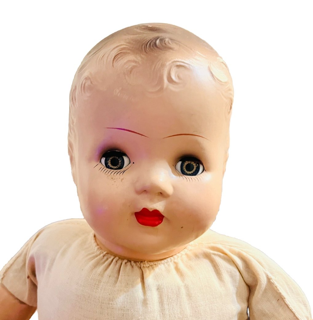 Vintage Composition Baby Doll 21 Inch Unmarked For Parts Or Repair 1930s
