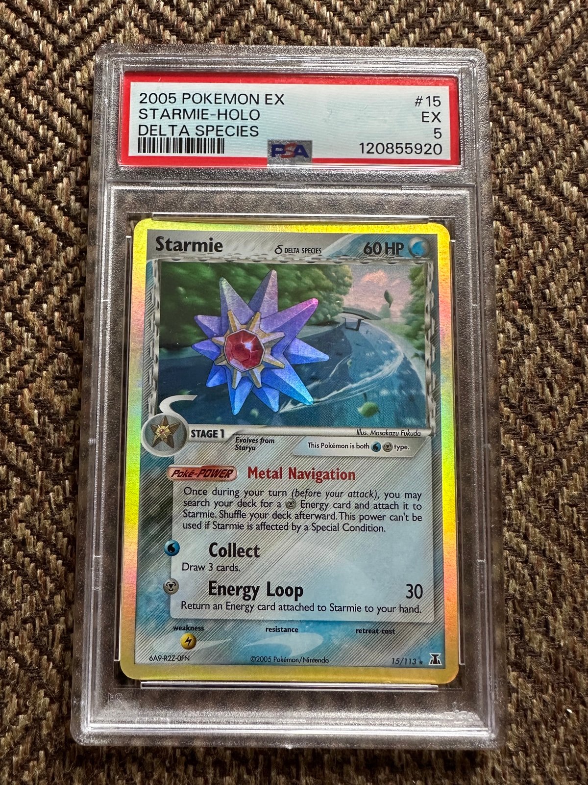 2005 Pokémon EX Starmie-Holo #15, graded PSA 5 (EX) card