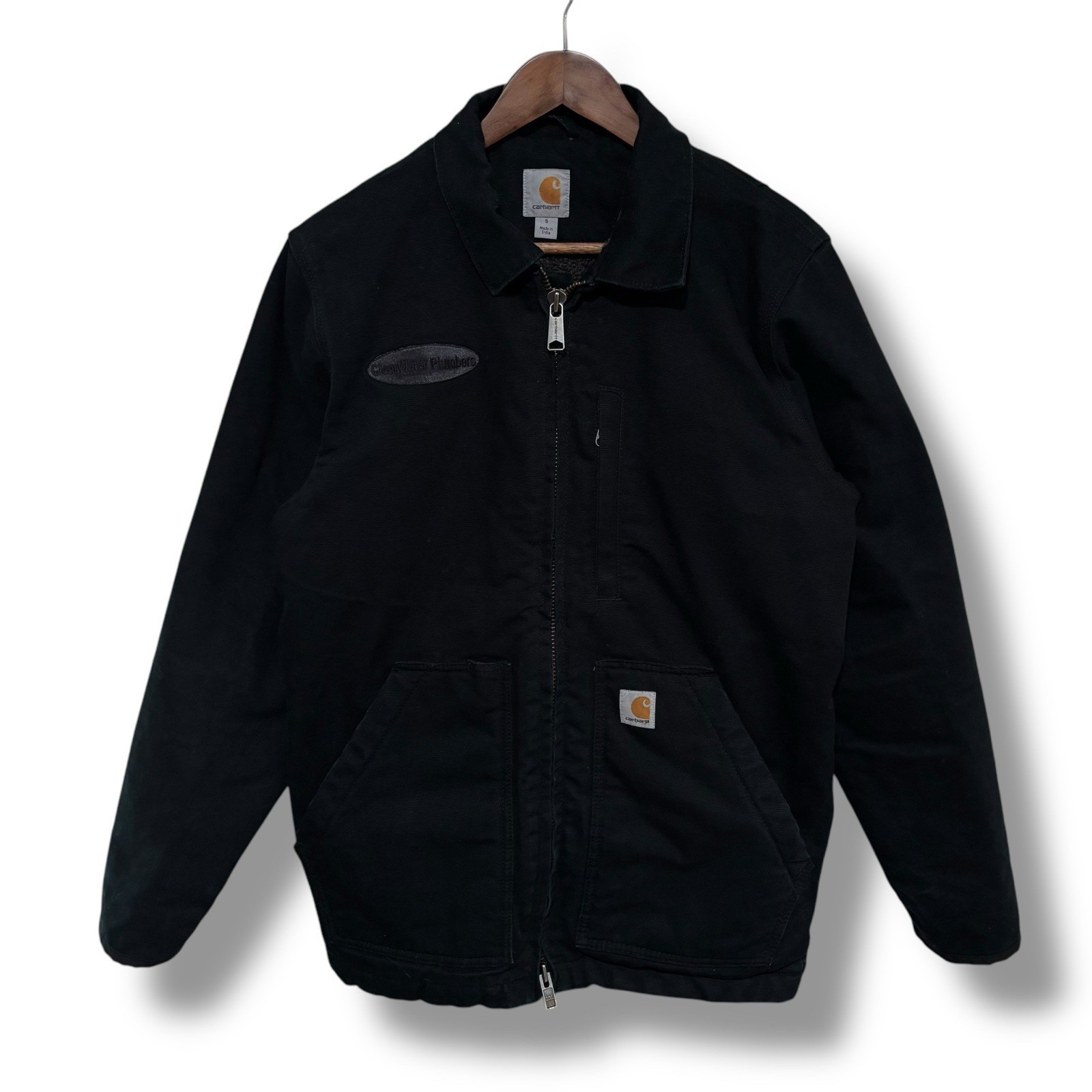 Carhartt 104293 Black Sherpa Lined Field Jacket Size Small 23 x 29