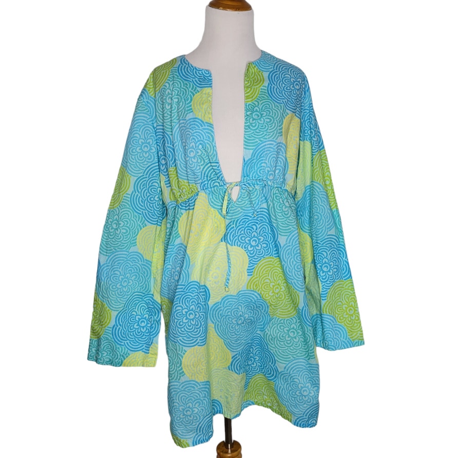 Victoria's Secret Swim Cover Up Kaftan Long Sleeve Medallion Print Women M/L