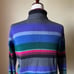 Vintage 90s Y2K Rainbow Striped Turtleneck Sweater Top Ribbed Knit 100% Cotton M