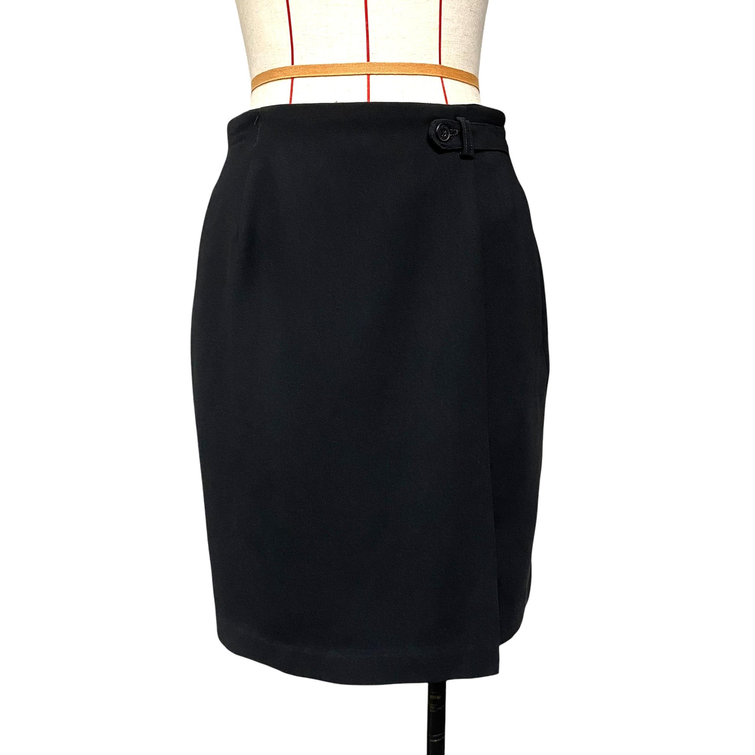 Vintage Norton McNaughton Petite Womens 6P Black Wrap Skirt