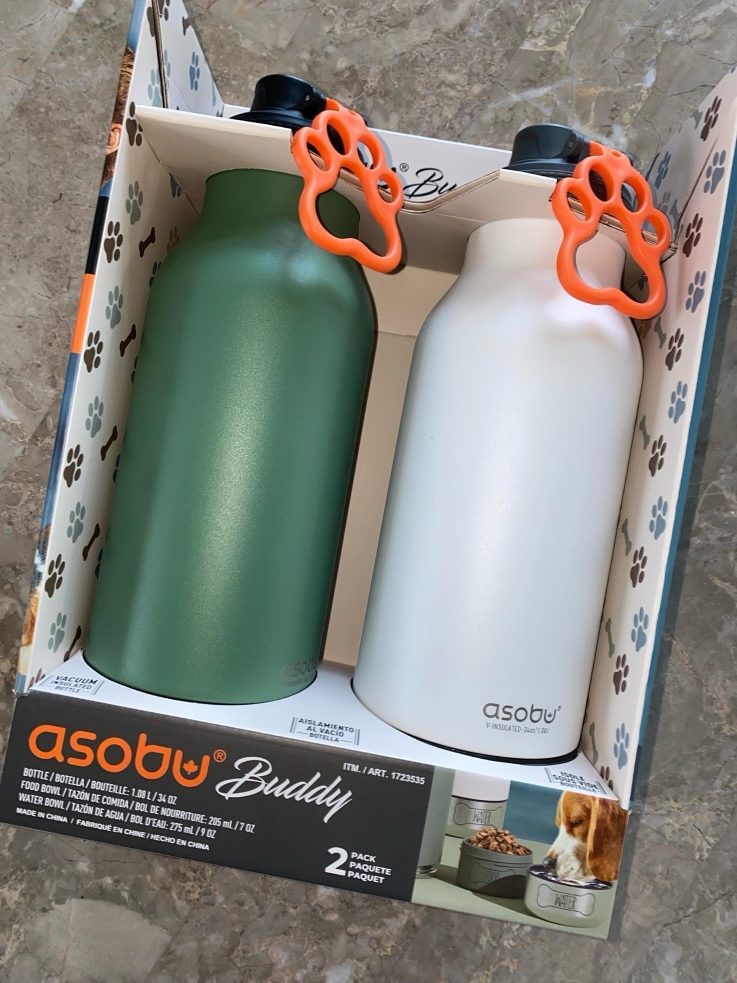 Asobu  2 -Pack 32-Oz. 3-in-1 Water Bottle with Removable Dog Bowl and Food...