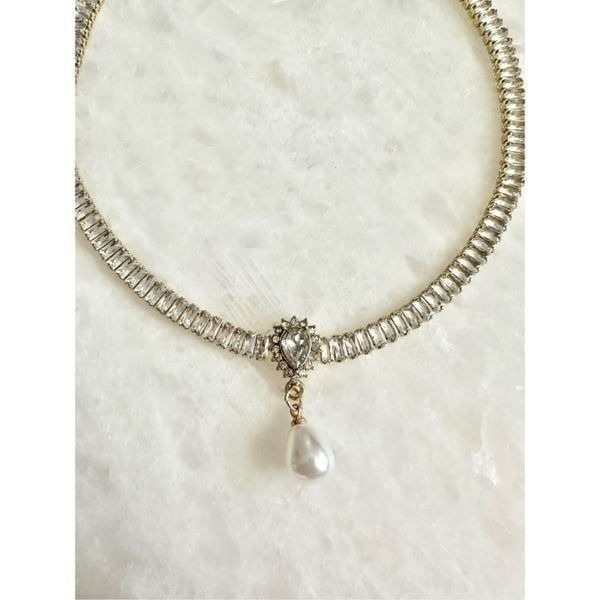 Stunning statement necklace with cubic zirconia haircut mixed with baguette tenn