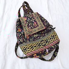 Vera Bradley Ming Backpack | Y2K black floral printed quilted cotton knapsack