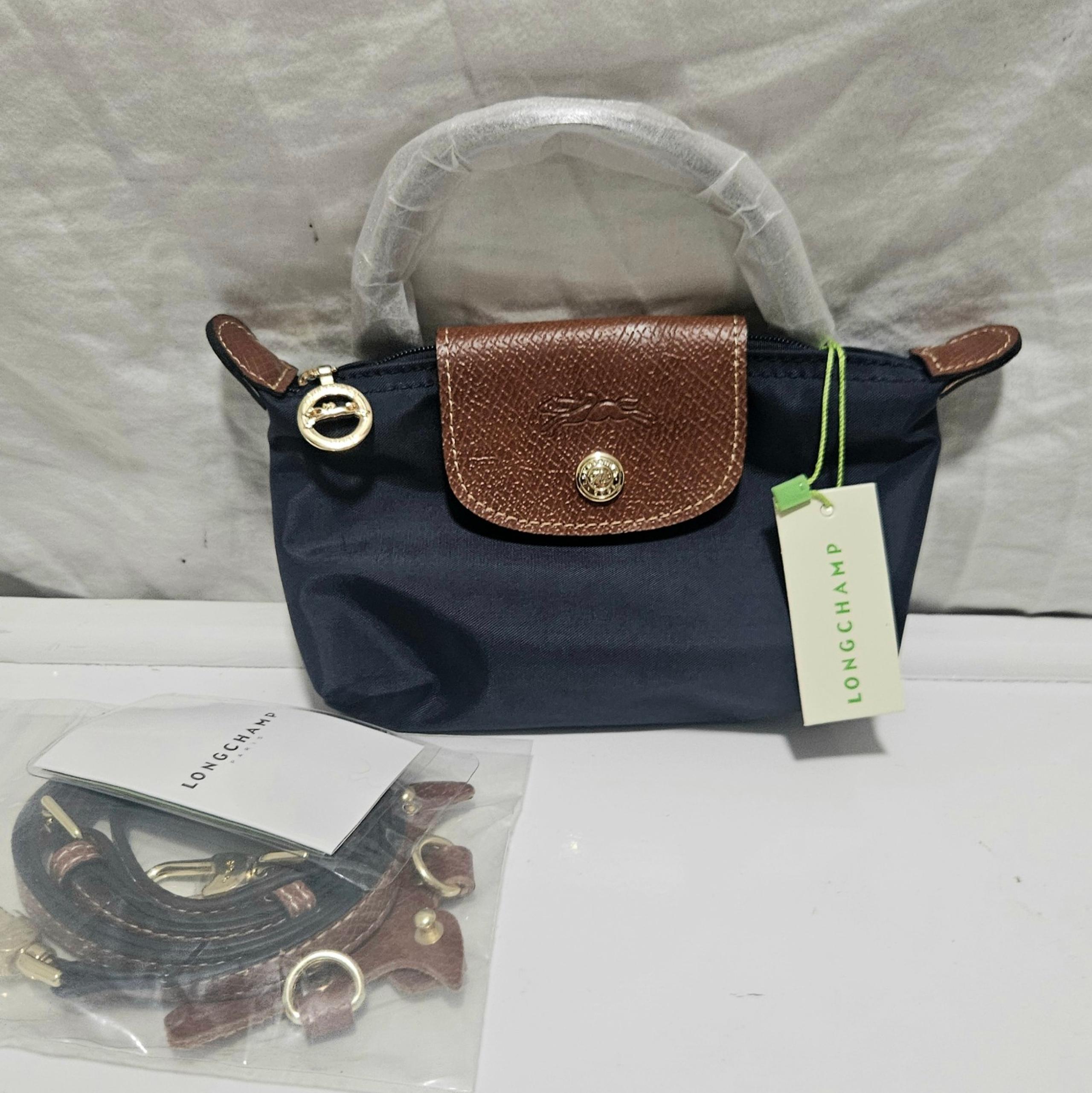 Longchamp mini with top handle and crossbody bag purse navy blue gift