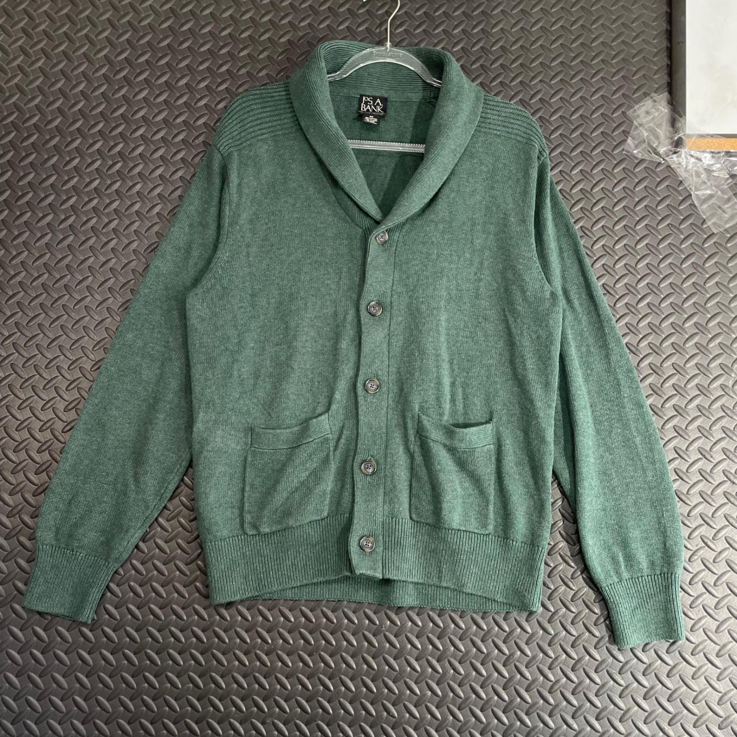 Jos. A. Bank Green Cowl Neck Button Up Cardigan Sweater Cotton Men's Size Medium