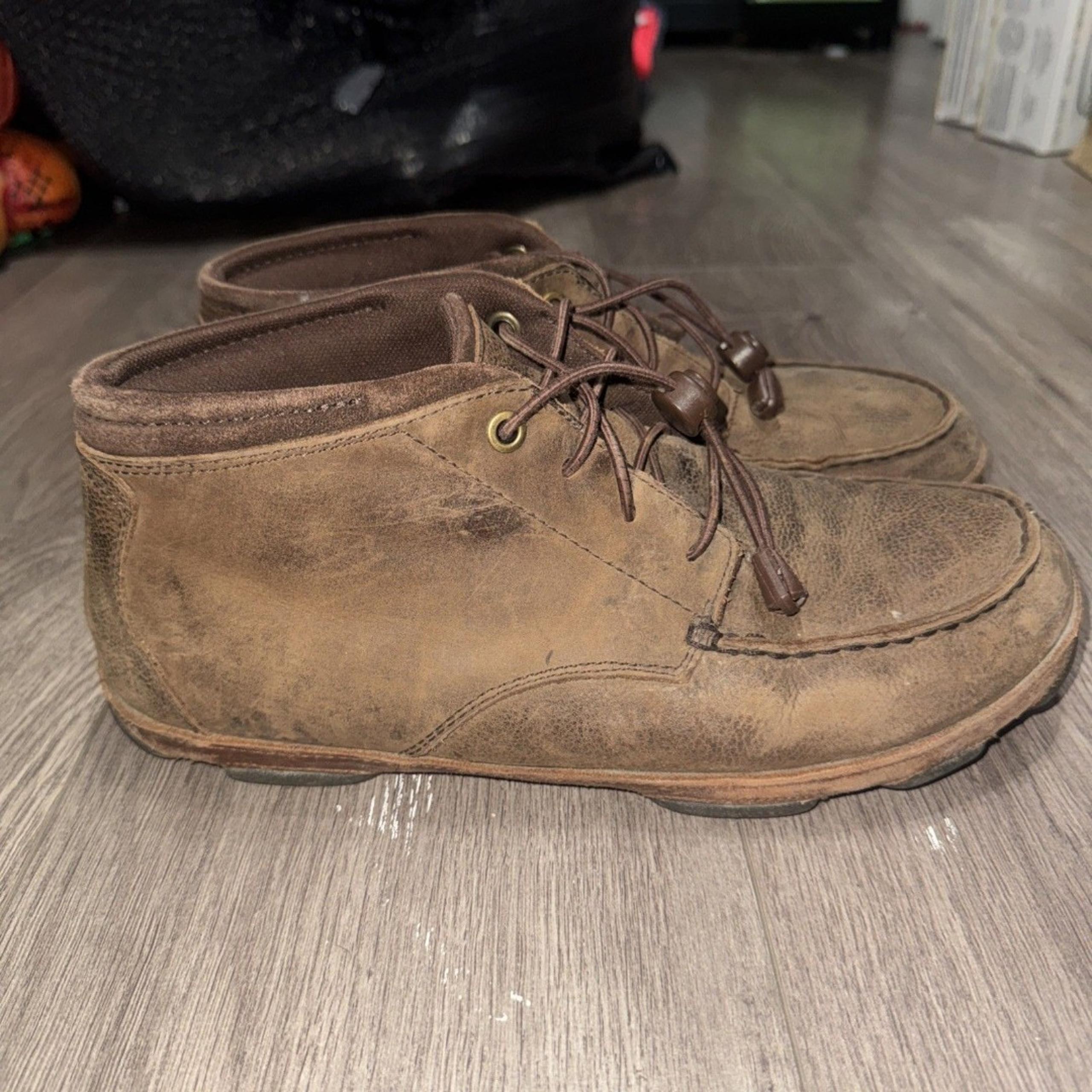 Olukai Hamakua Men's Size 11.5 Shoes Brown Leather Lace Up Chukka Ankle Boots