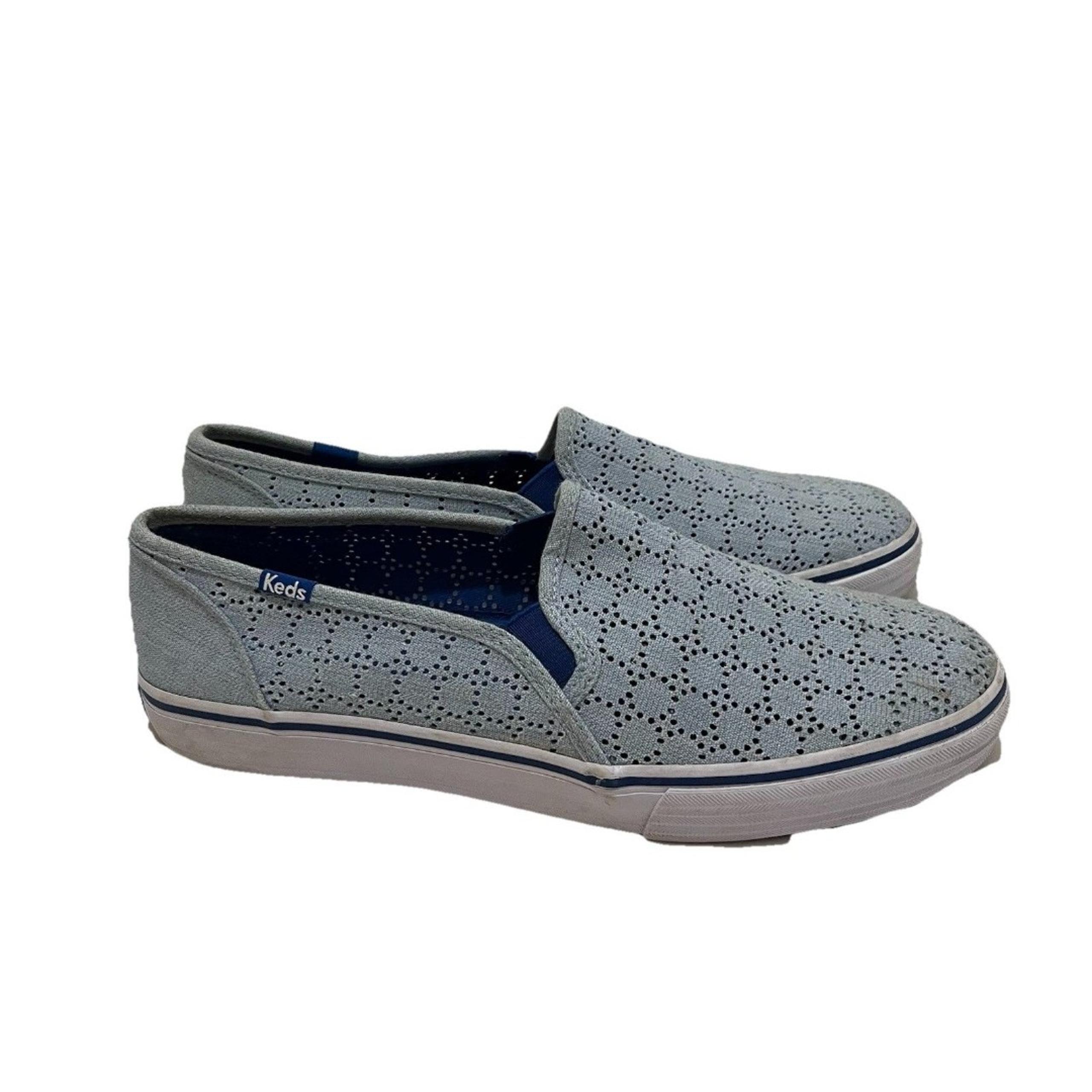 Keds Women's Light Blue Double Decker Perforated Canvas Slip On Shoes Size 10
