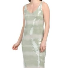 Caroline Constas Sequin Midi Sleeveless Dress Mint and White - Large