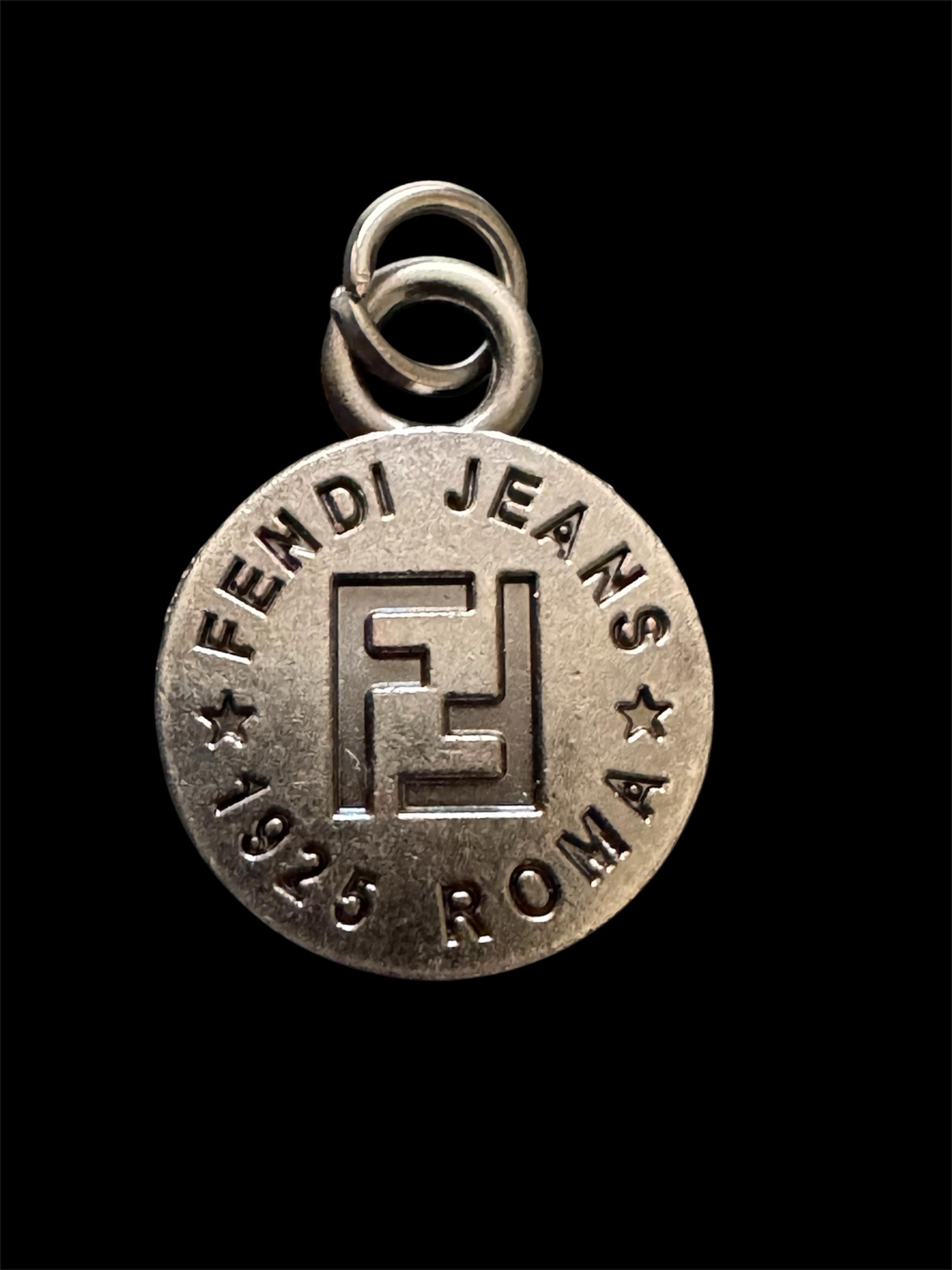 Zipper Pull Button Charm Gunmetal Double Sided - Fendi