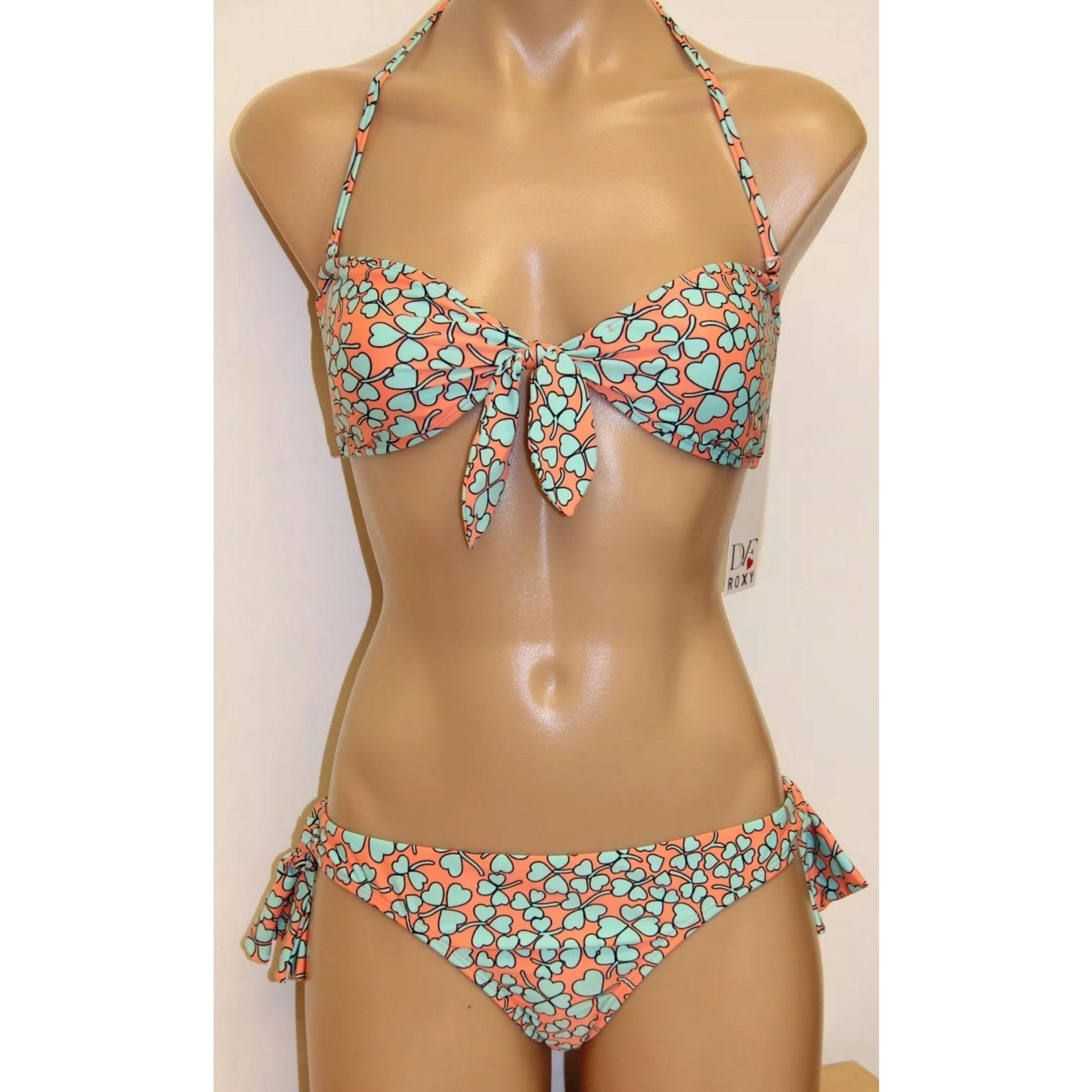 NWT Diane Von Furstenburg Roxy Swimsuit 2pc Bikini Set Sz Large Paneled Ties