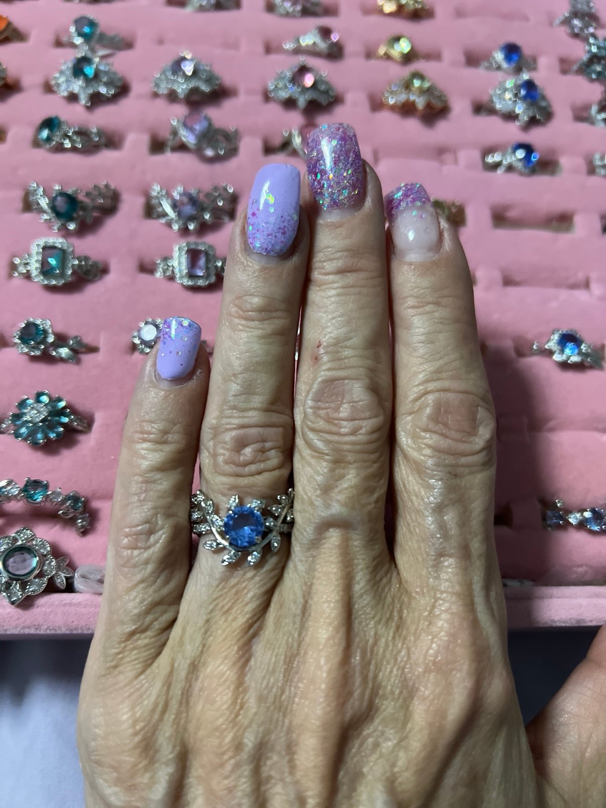Southern Garden party the Ella Mae ring size 6 light, blue sapphire