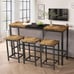 Modern Pub Table Set w/ 3 Hanging Stools - Natural/Black
