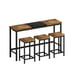 Modern Pub Table Set w/ 3 Hanging Stools - Natural/Black