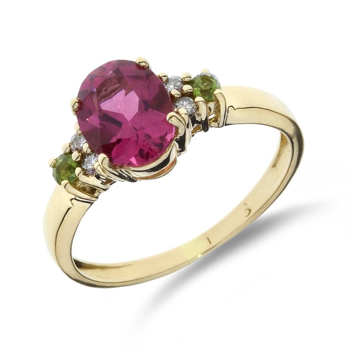 10K Yellow Gold 1.35ct Pink Tourmaline & Natural Diamond Ring GR-2686