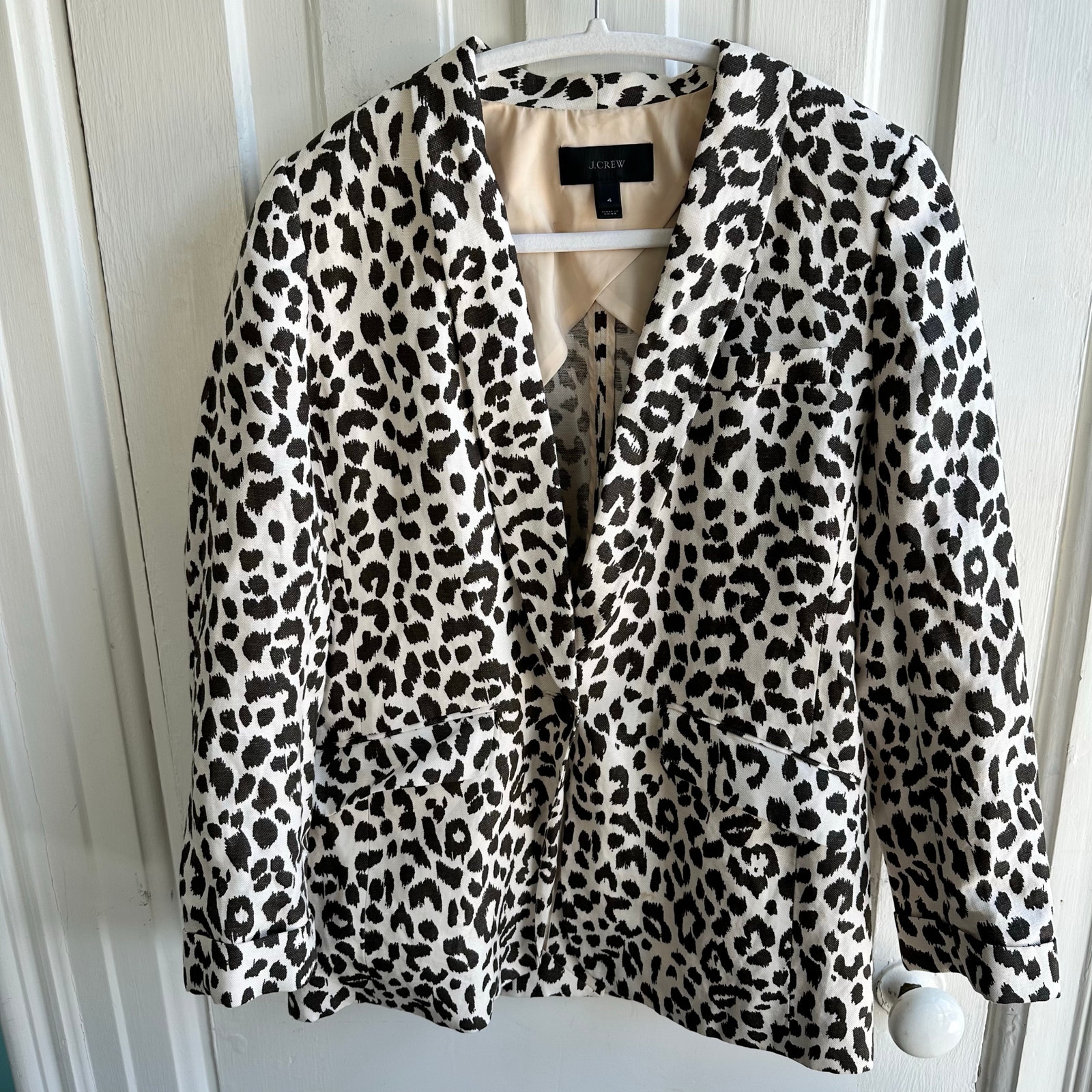 J. Crew Linen Blazer Leopard Print