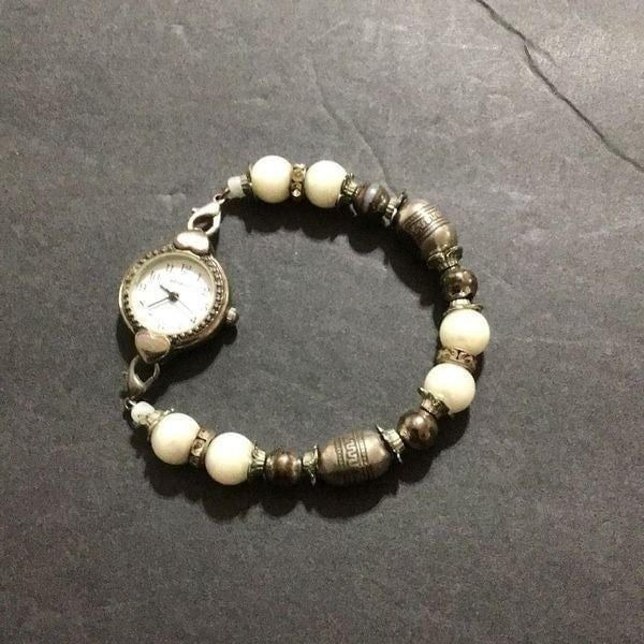 Vintage Geneva, beaded watch bracelet needs battery