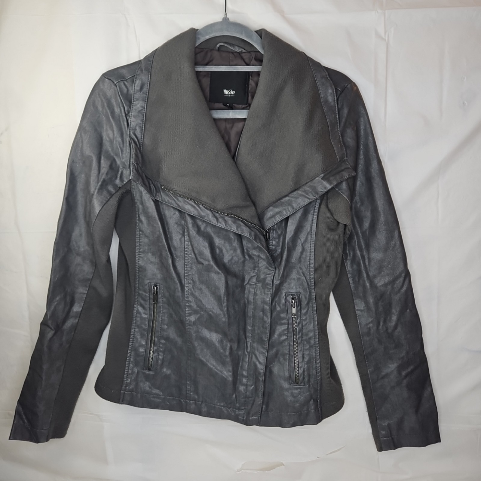 Women’s Mossimo Faux Leather Moto Jacket W/ Ribbed Insets, Small Elegant Jacket