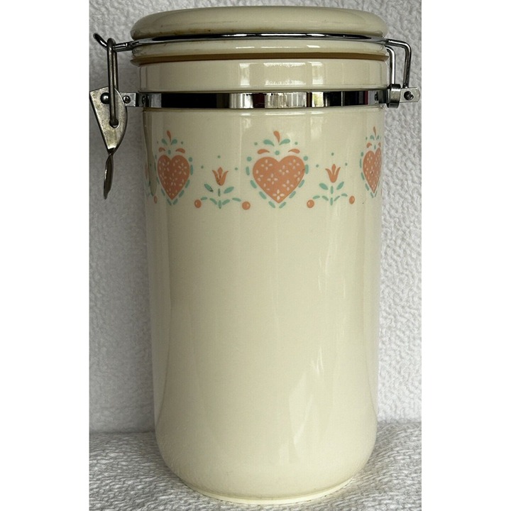 Vintage ‘Forever Yours’ Corelle Coordinates 70oz Acrylic Hinged Opening Canister