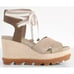 Sorel Joanie II Leather Wedge Sandals 11 Tan Suede Espadrilles Tie Travel Resort