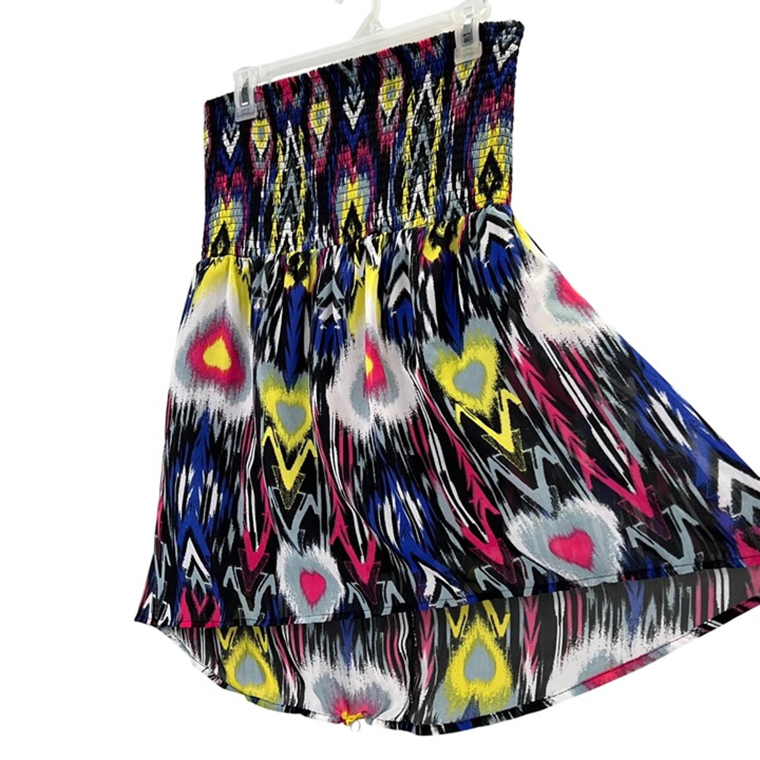 No Boundaries Strapless Tunic Top L Junior 11 13 Flowy Lined Tribal Smocked Tube