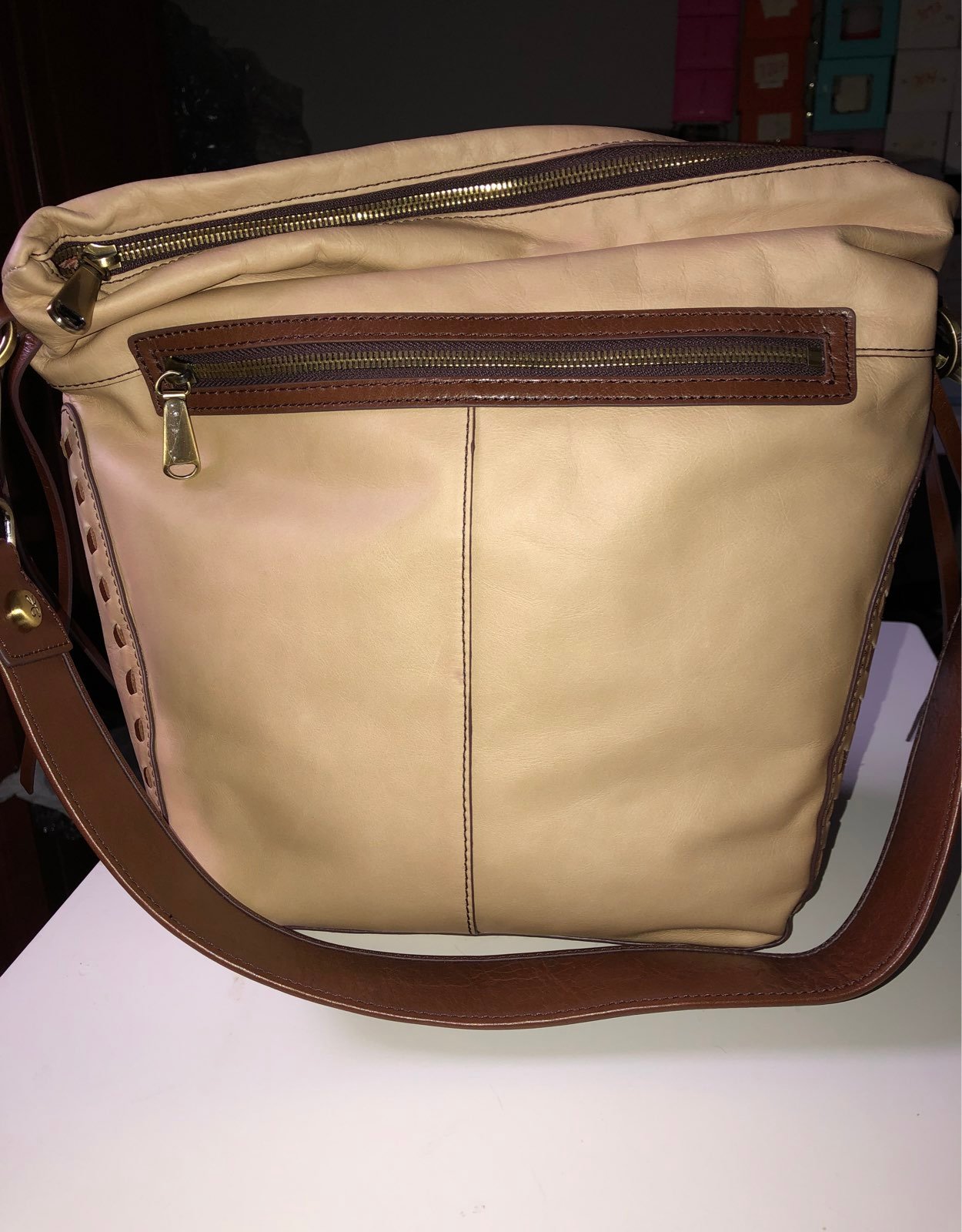 New hobo bag parchment Purse bag leather tote shoulder