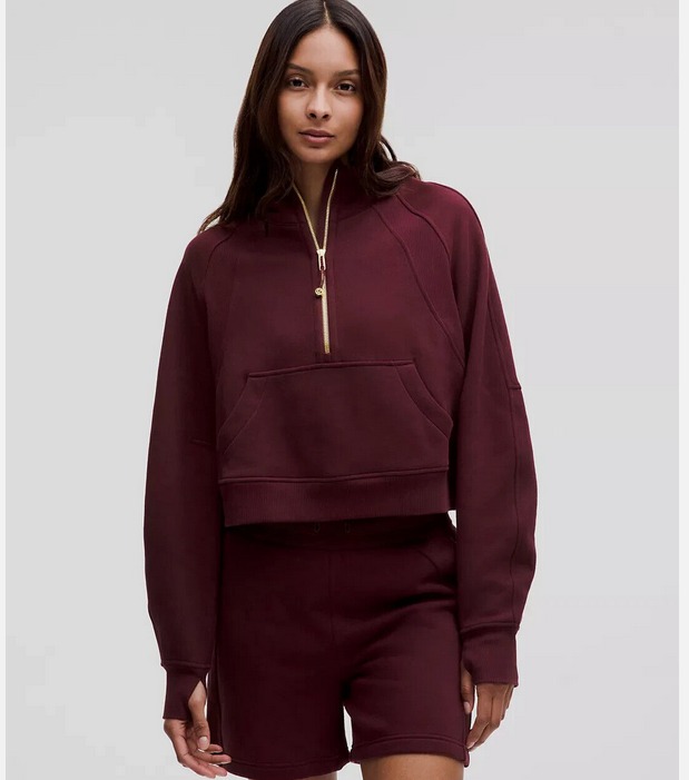 NEW Lululemon Scuba Oversized Half Zip Hoodie Size M/L Garnet/Gold-LW3HTOS GARN