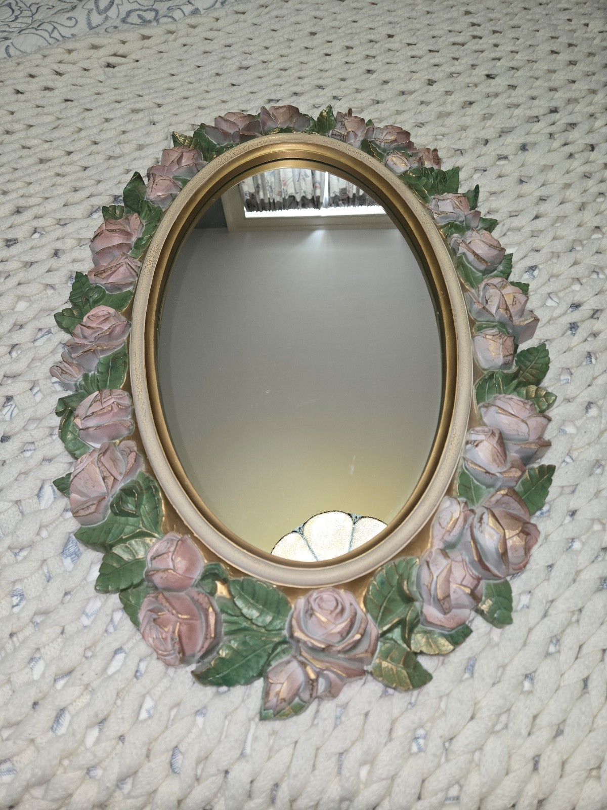 Vintage Home interiors oval rose mirror shabby chic