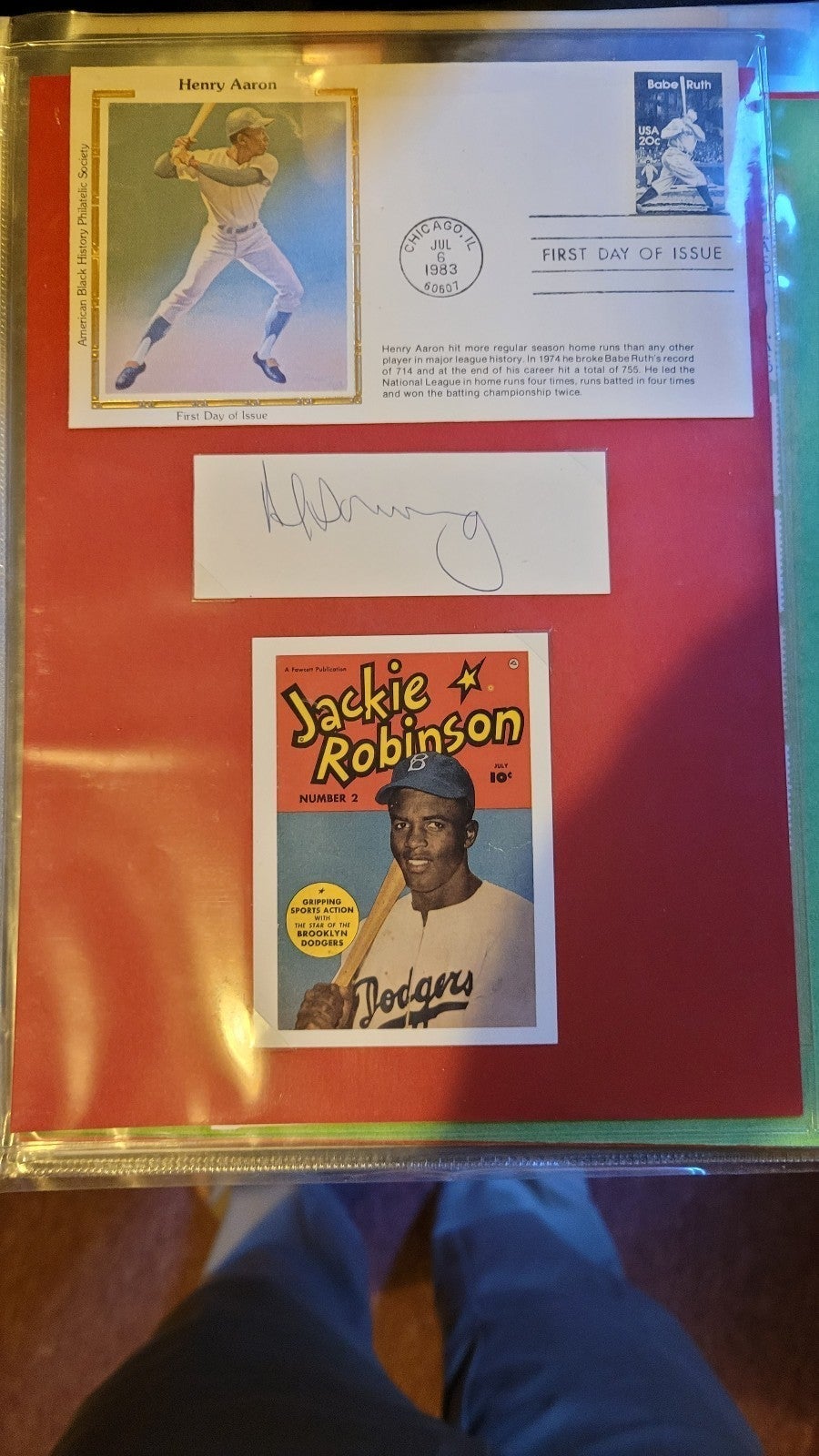 Baseball postage stamps & autograph