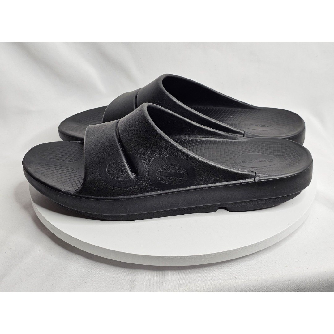 Oofos OOahh Sport Slide Mens Size 12 Womens 14 Black Oofoam Arch Support Sandals