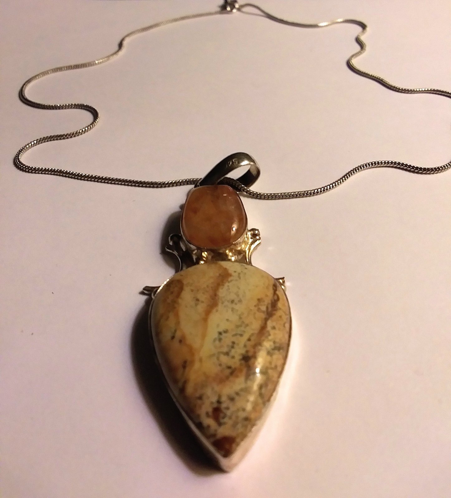 Picture Jasper SandStone 925 Sterling Silver Necklace