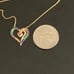 Gold Plated Over TR 925 Sterling Silver Multi-color CZ Heart Chain Necklace
