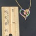 Gold Plated Over TR 925 Sterling Silver Multi-color CZ Heart Chain Necklace
