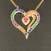 Gold Plated Over TR 925 Sterling Silver Multi-color CZ Heart Chain Necklace