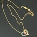 Gold Plated Over TR 925 Sterling Silver Multi-color CZ Heart Chain Necklace