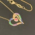 Gold Plated Over TR 925 Sterling Silver Multi-color CZ Heart Chain Necklace