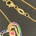 Gold Plated Over TR 925 Sterling Silver Multi-color CZ Heart Chain Necklace