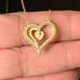 Gold Plated Over TR 925 Sterling Silver Multi-color CZ Heart Chain Necklace