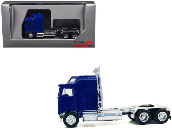 Kenworth K100 with 1-Bar Grill and X-Long Chrome Chassis Blue 1/87 (HO)