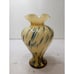 Murano Lavorazione Arte Tall Vase Ruffle Lip Yellow Blue Made In Italy Vintage