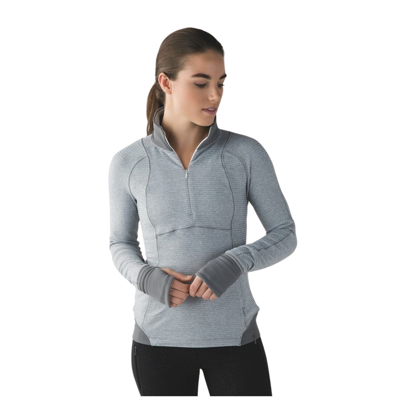 Lululemon Runderful Half Zip Heathered Grey Pullover Size 6 0581