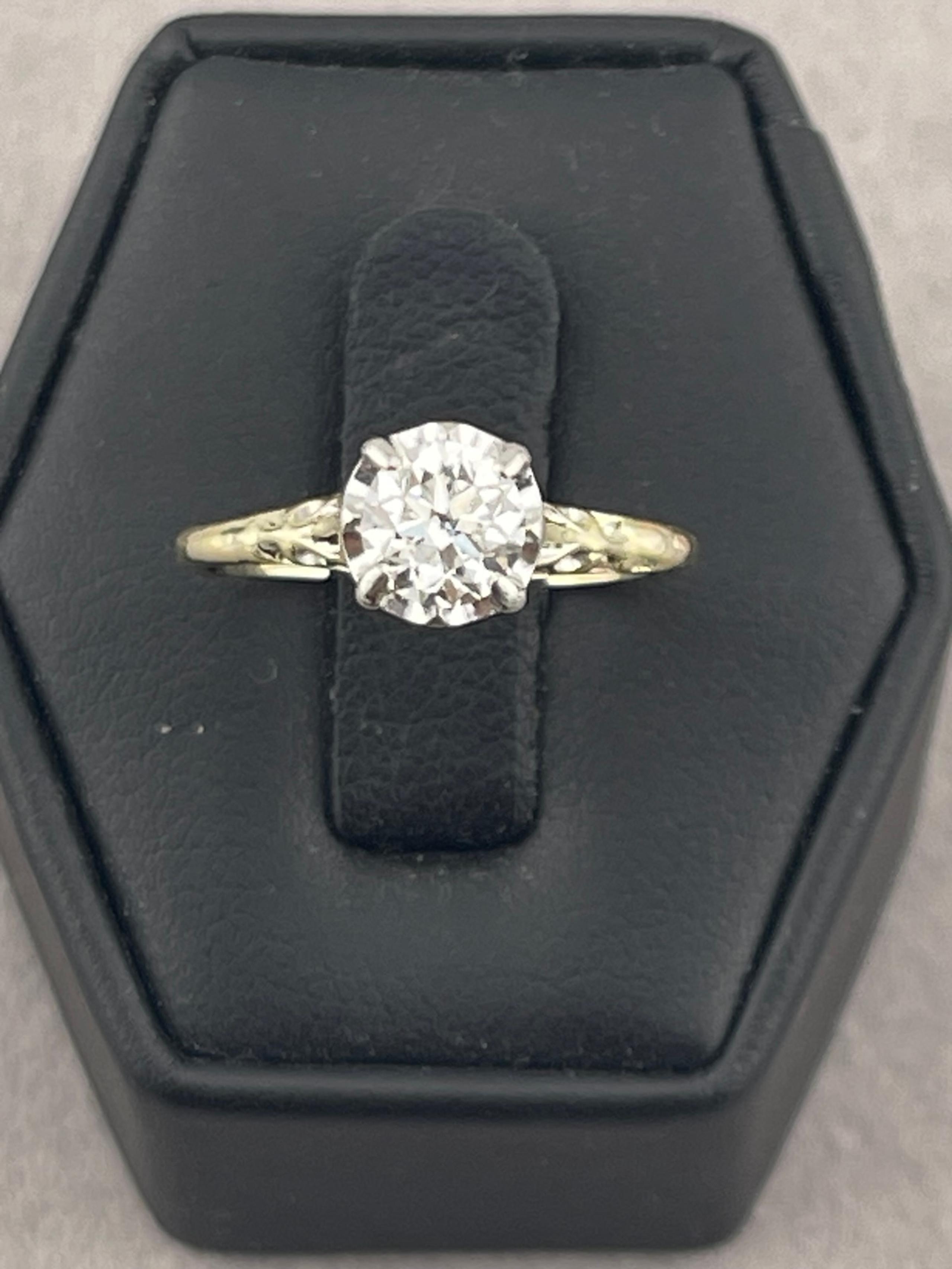 Antique Victorian 4/5ct tdw natural European cut engagement ring 18kt gold