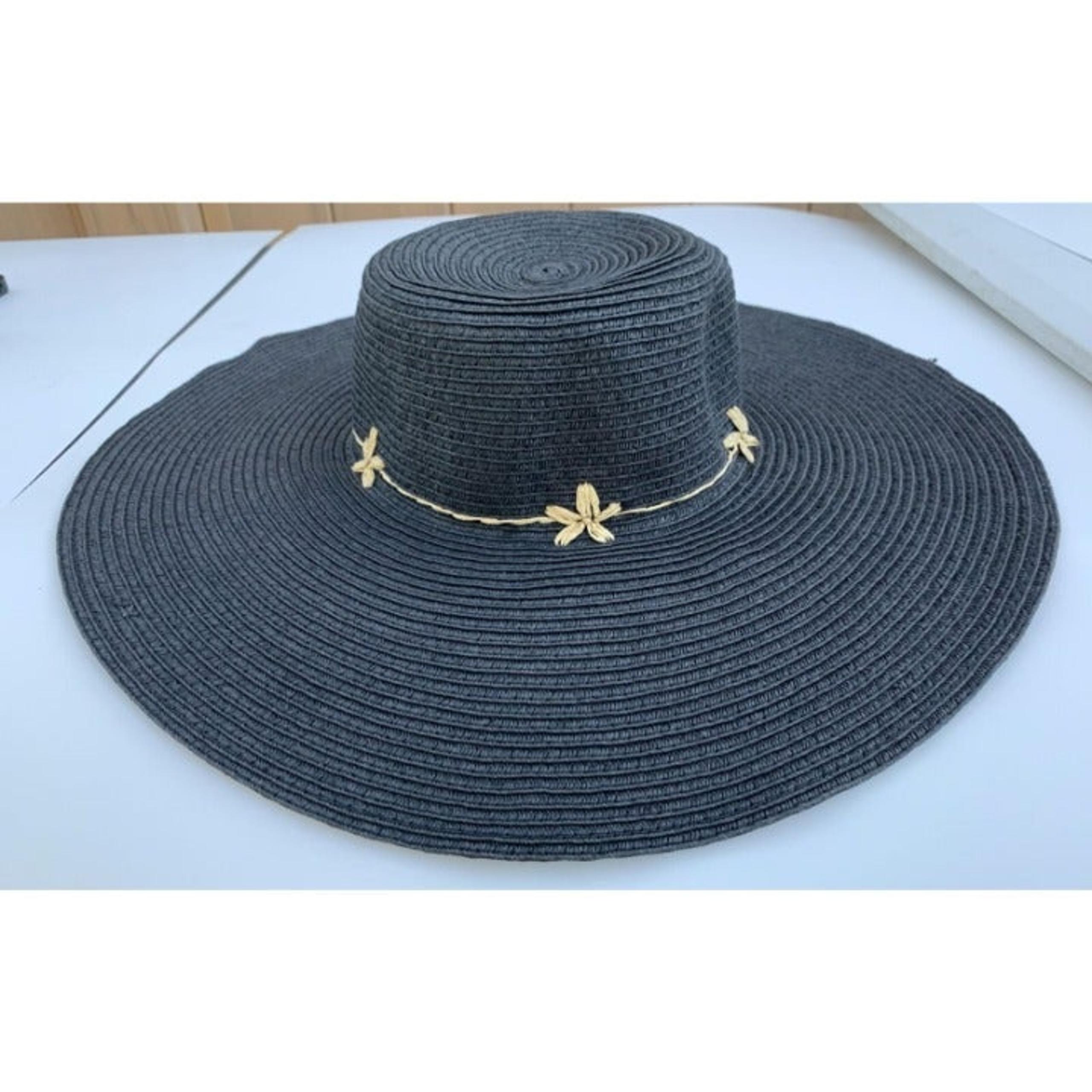 Target Women's Textured Sun Hat Floppy Brim Black+Detail Straw Packable One Size