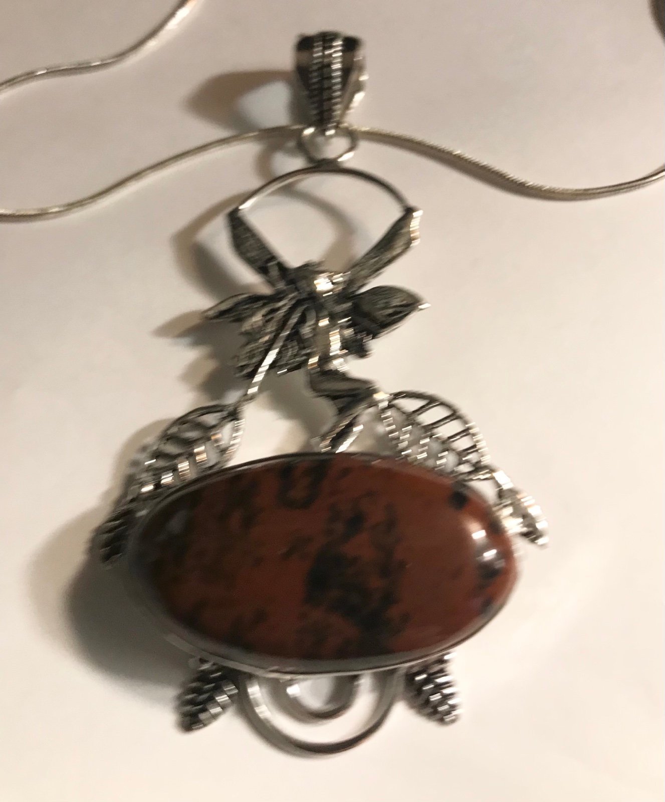 Mahogany Obsidian 925 Sterling Silver Necklace