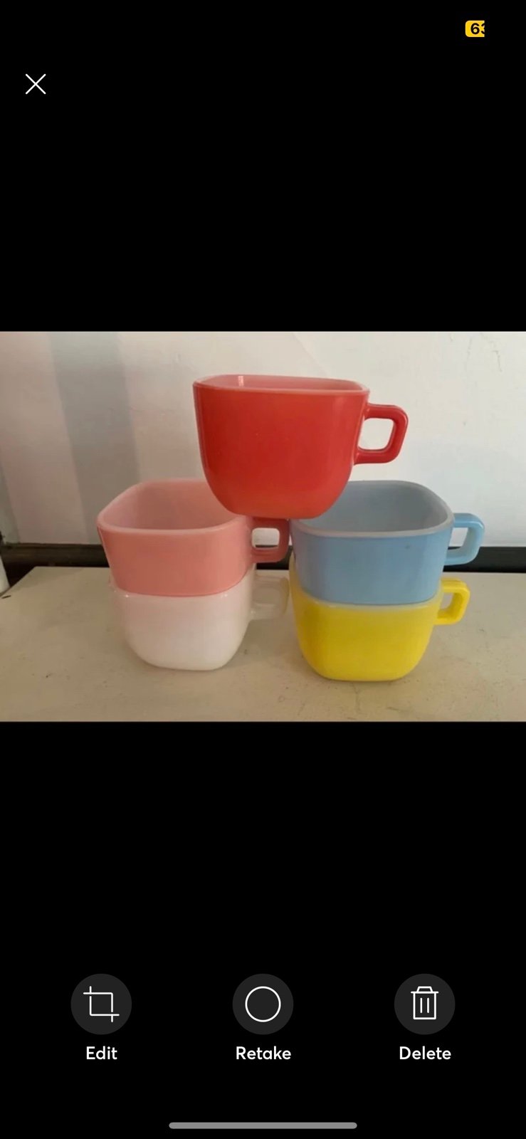 Glasbake Pastel Lipton Soup Mugs Promotion Milk Glass Square Cups Set of 5