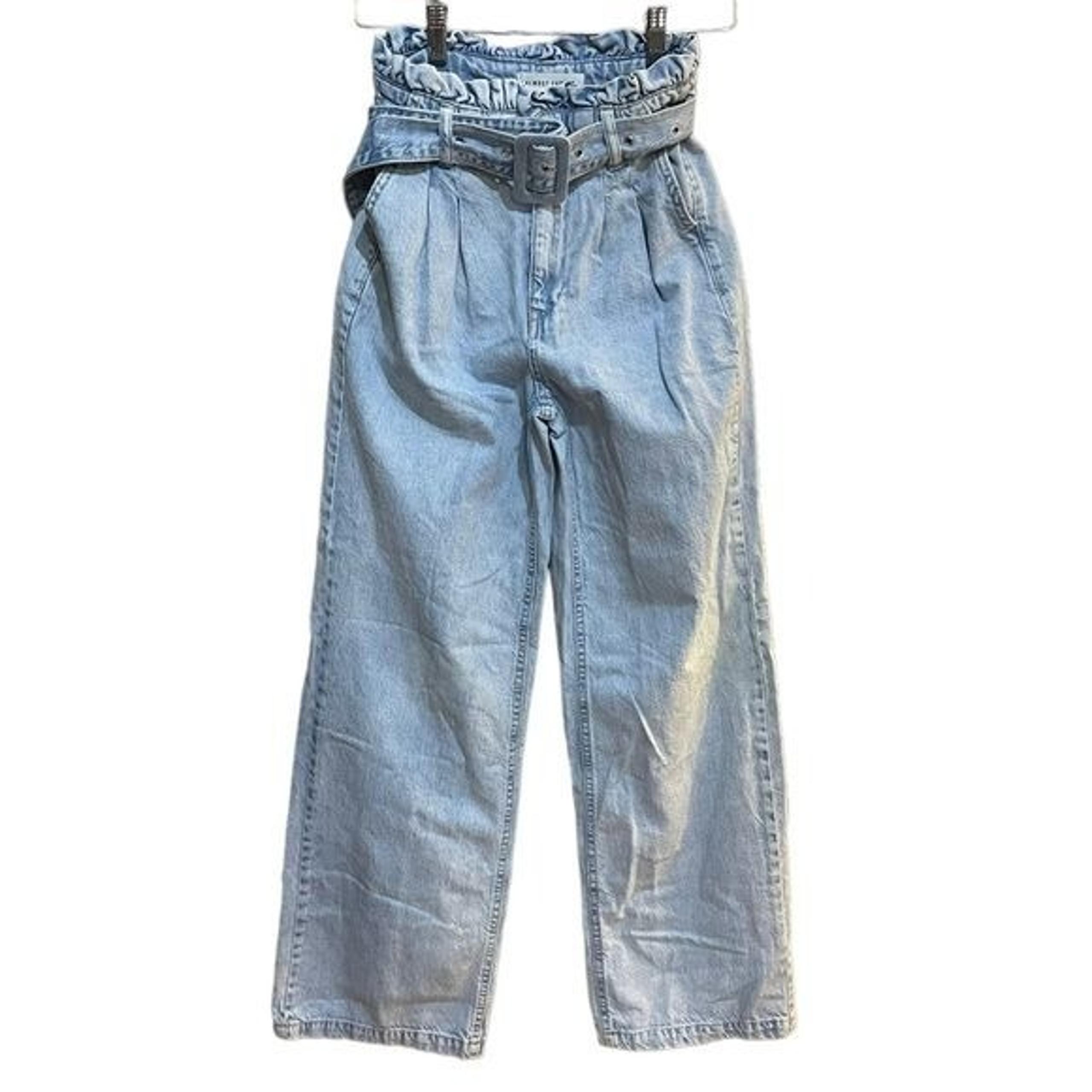 Almost Famous Jeans Paperbag Boho Wide Leg Light Denim Juniors 1