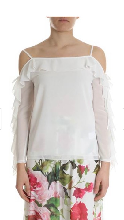 Blugirl Blumarine Women's Off The Shoulder White Ruffle Blouse Size 42